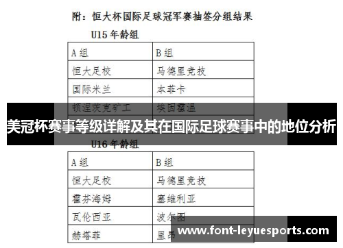 美冠杯赛事等级详解及其在国际足球赛事中的地位分析